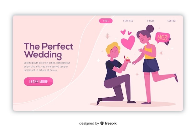 Landing page perfect wedding