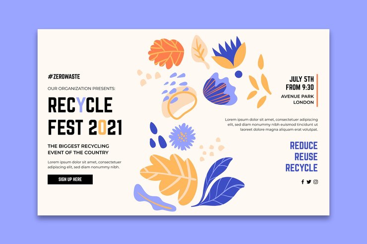 Free Vector landing page for recycling day festival