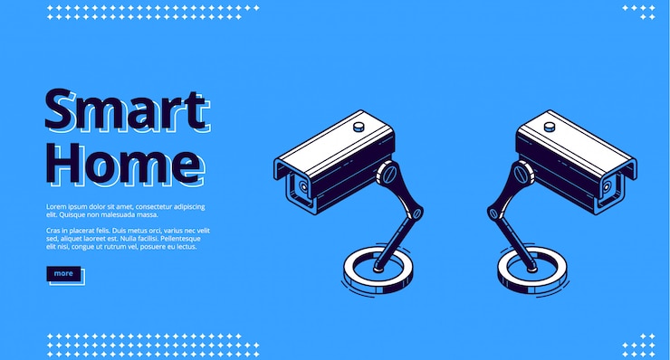 Free Vector landing page of smart home with camera icon