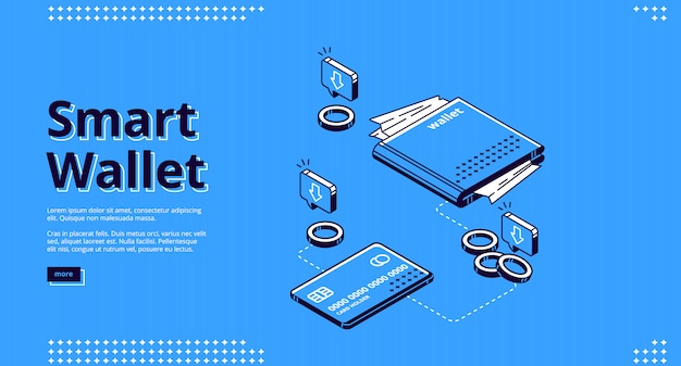 Free vector landing page of smart wallet, money transactions