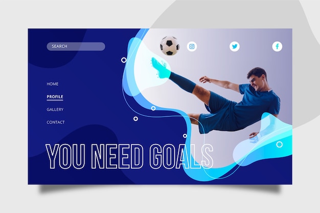 Free vector landing page sport with image