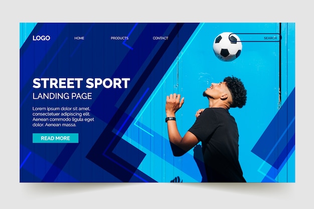 Free vector landing page sport with image