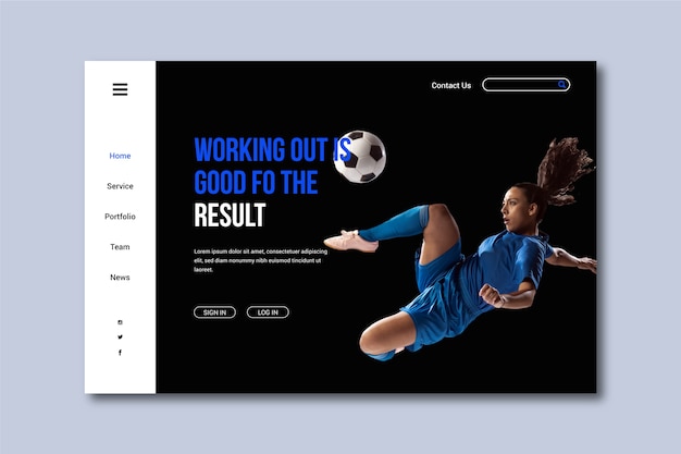 Free vector landing page sport with image