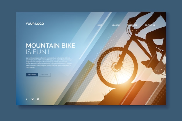 Free vector landing page sport with image