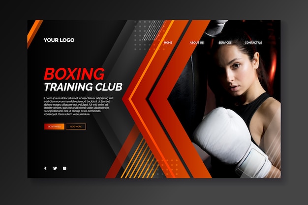 Free vector landing page sport with image