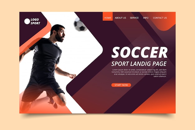 Free vector landing page sport with image