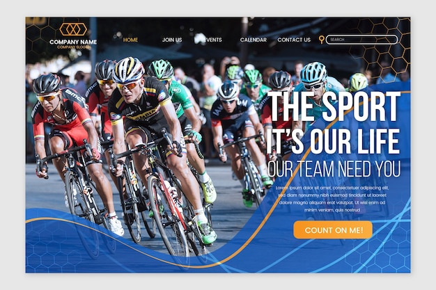 Landing page sport with photo