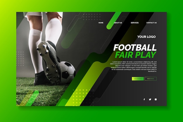 Free vector landing page sport with photo