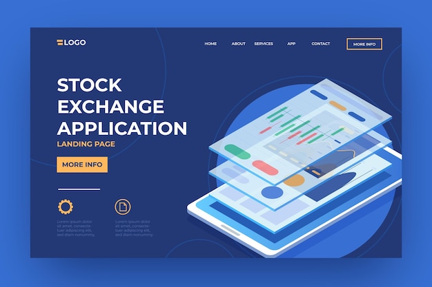 Free vector landing page stock exchange platform template