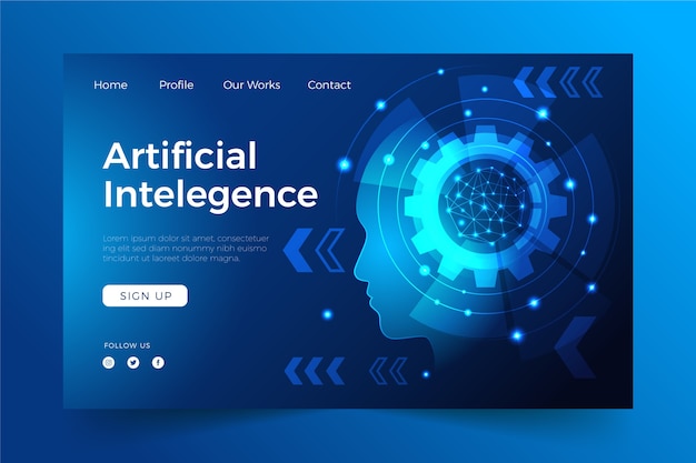 Free vector landing page template artificial intelligence