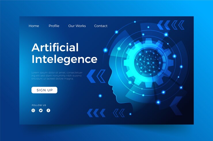 Free Vector landing page template artificial intelligence