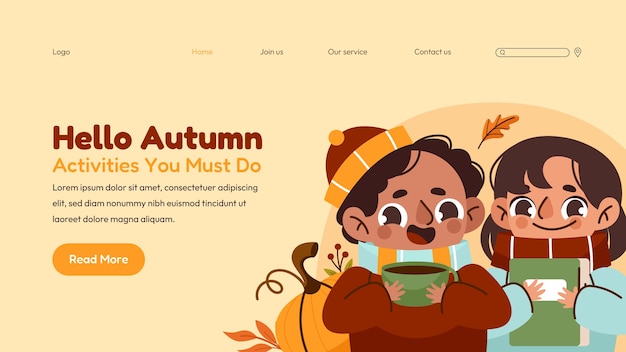 Landing page template for autumn season celebration