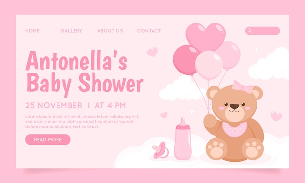 Landing page template for baby shower