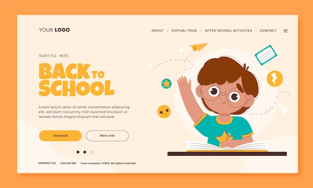Landing page template for back to school season celebration