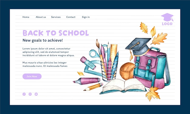 Landing page template for back to school season