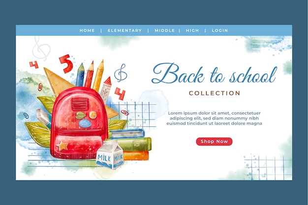 Landing page template for back to school season