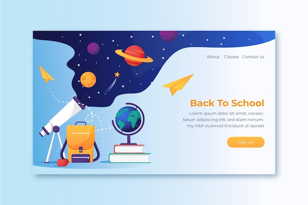 Landing page template for back to school