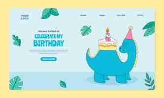 Free vector landing page template for birthday party celebration