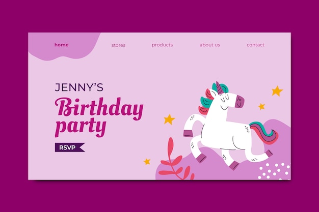 Landing page template for birthday party celebration