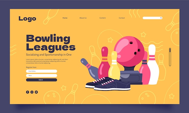 Landing page template for bowling championship