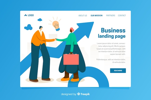 Landing page template of business