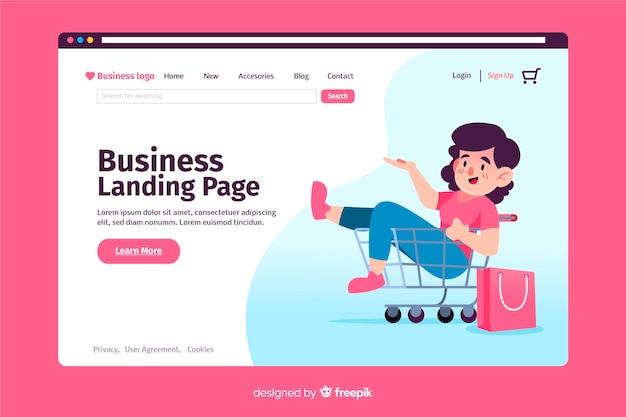 Landing page template of business