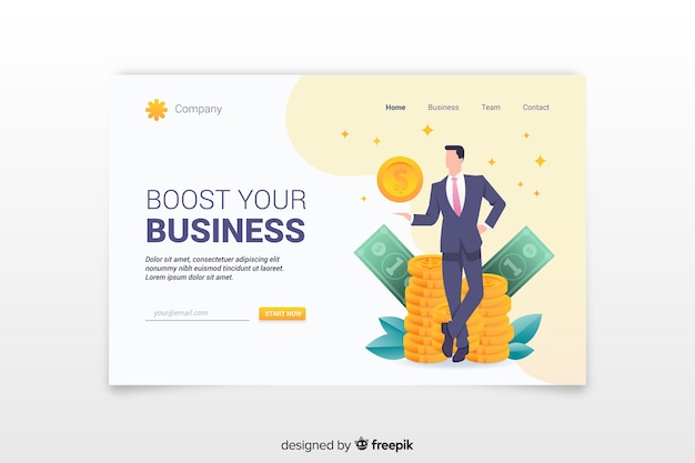 Landing page template of business