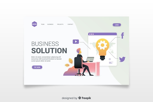 Landing page template of business