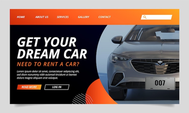 Free vector landing page template for car rental company