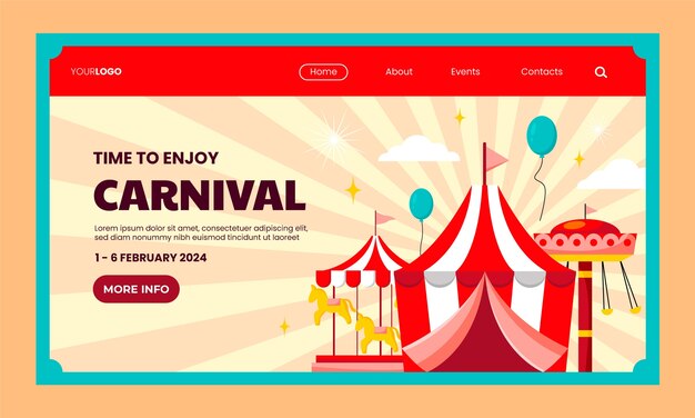 Landing page template for carnival party celebration