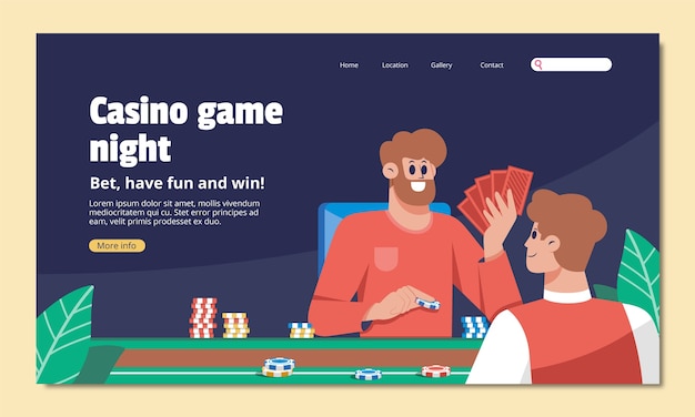 Free vector landing page template for casino experience and gambling