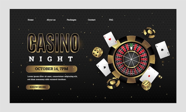 Free vector landing page template for casino and gambling
