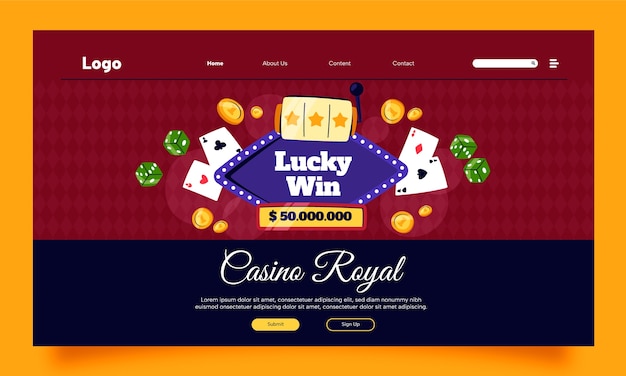 カジノとギャンブルのランディング ページ テンプレート