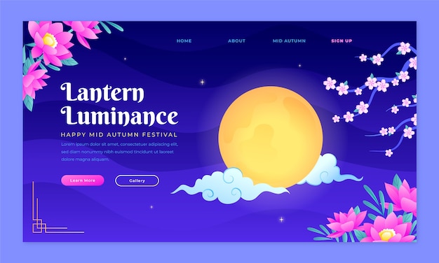 Landing page template for chinese mid-autumn festival celebration