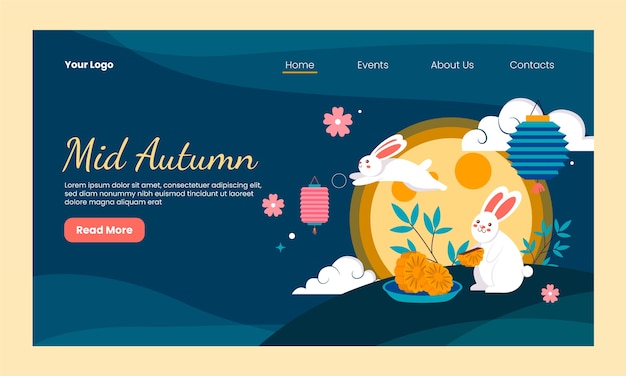 Free vector landing page template for chinese mid-autumn festival celebration