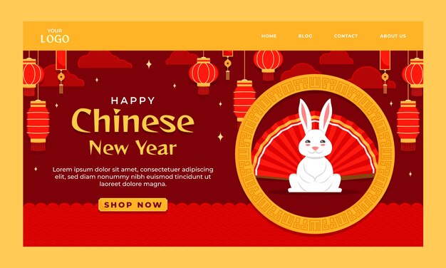 中国の旧正月のお祝いのランディングページテンプレート