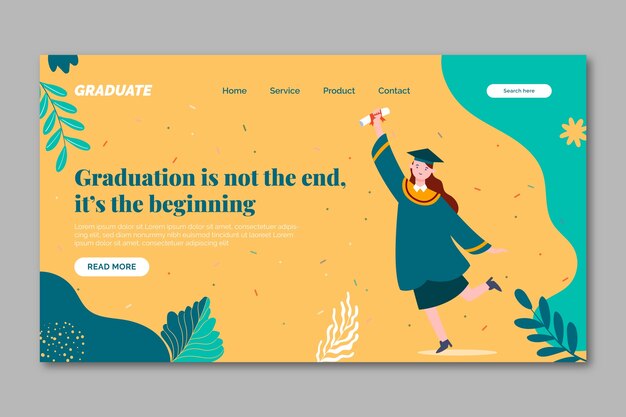 Free vector landing page template for class of 2023 graduation