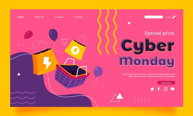 Modello di pagina di destinazione per il cyber monday