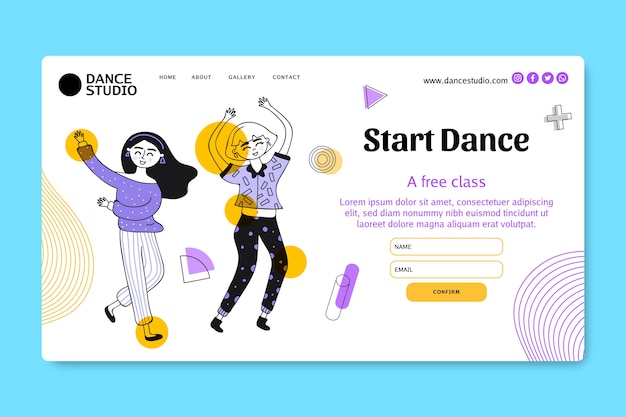 Landing page template for dancing