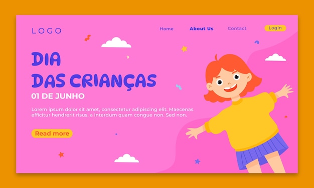 Landing page template for dia das criancas celebration