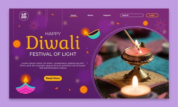 Landing page template for diwali festival celebration