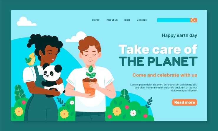 Free Vector landing page template for earth day celebration