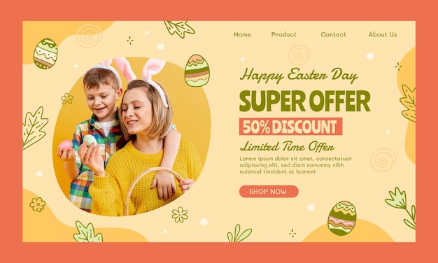 Free vector landing page template for easter celebration