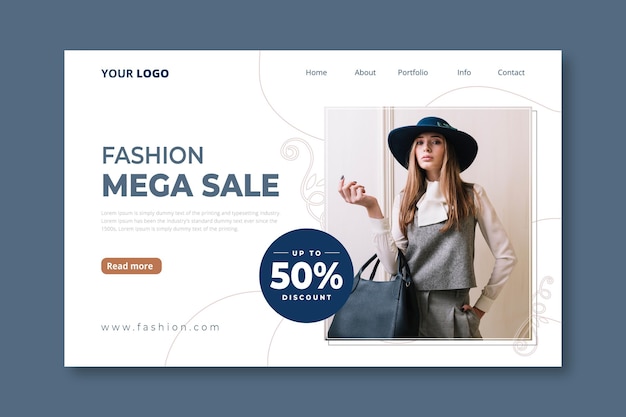 Free vector landing page template for fashion sale