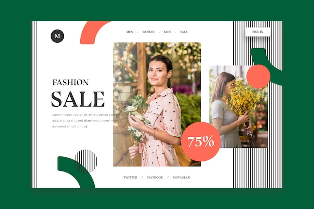 Free vector landing page template for fashion sale