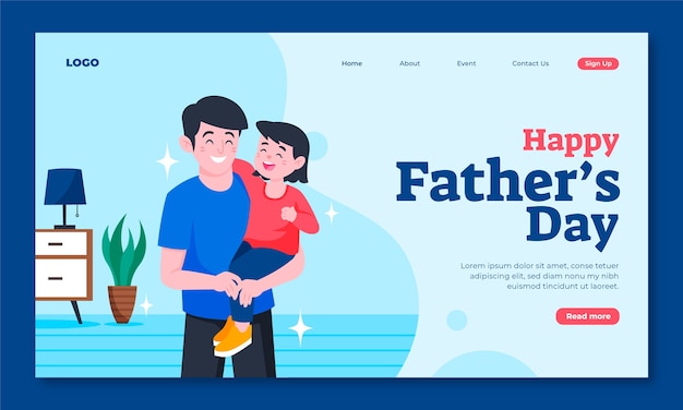 Free vector landing page template for father's day celebration