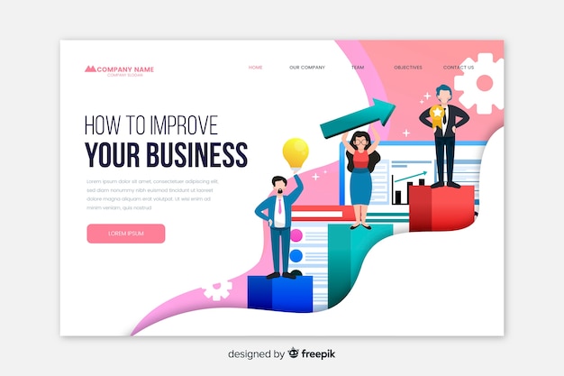 無料ベクター ビジネス用ランディングページテンプレート