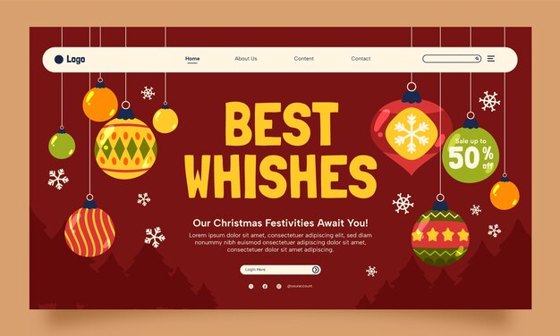 無料ベクター クリスマスシーズンのお祝いのためのランディングページテンプレート