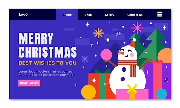 無料ベクター クリスマスシーズンのお祝いのためのランディングページテンプレート