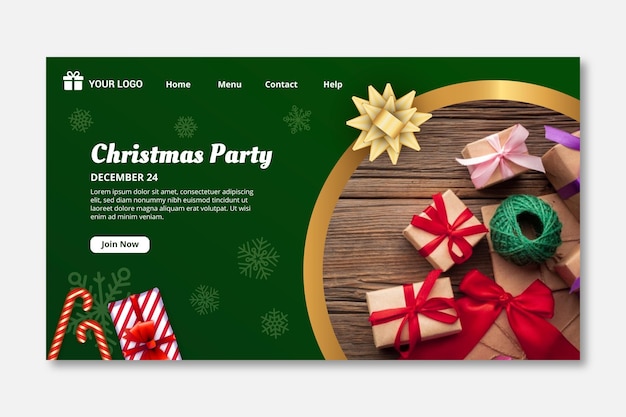 無料ベクター クリスマスのランディングページテンプレート